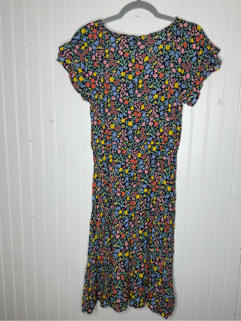 Talbots Gathered Tie Neck Floral Midi Dress Size 6 - Picture 6 of 13